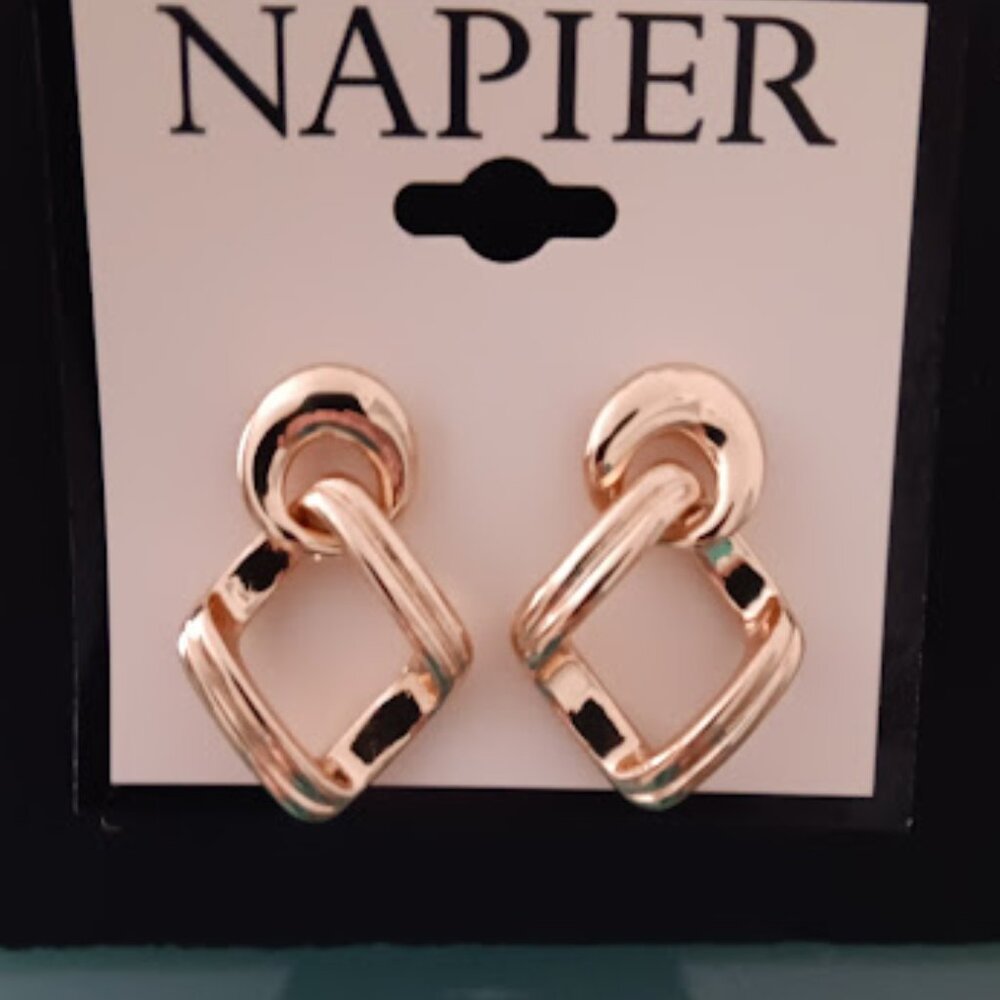 NAPIER Mod/Contemporary Gold Geometric Shaped Drop Earrings**NEW!